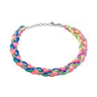 Silver-plated Mesh & Cord Neon Braided Bracelet, Women's, Size: 7.5, Multicolor