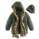 Boys 4-7 I-extreme 3-pc. Colorblock Puffer Jacket, Camouflaged Hat & Scarf Set, Size: 5, Dark Green