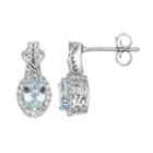 10k White Gold Aquamarine & 1/4 Carat T.w. Diamond Halo Stud Earrings, Women's, Blue
