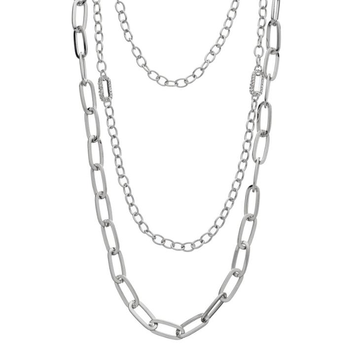 Triple Chain Layered Necklace, Women's, Silver