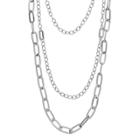 Triple Chain Layered Necklace, Women's, Silver