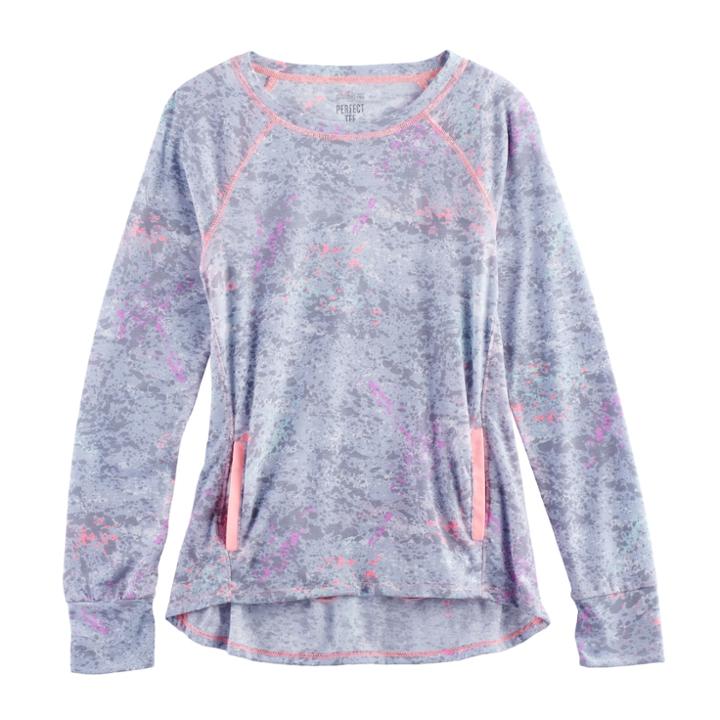 Girls 7-16 & Plus Size So&reg; Performance Crew Tee, Size: 16 1/2, Grey