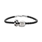 Insignia Collection Nascar Jeff Gordon Leather Bracelet And Sterling Silver 24 Helmet Bead Set, Women's, Size: 7.5, Black