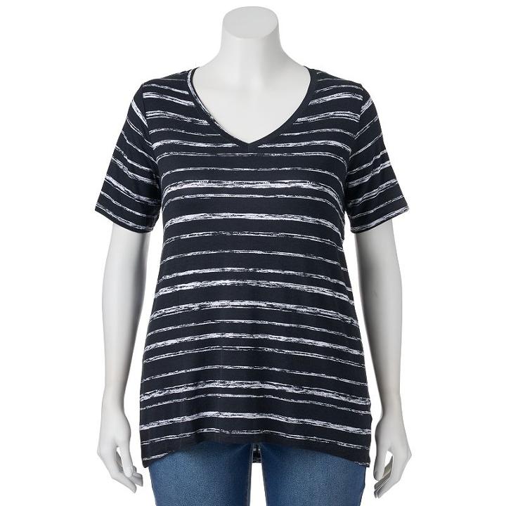 Plus Size Apt. 9&reg; Essential V-neck Tee, Women's, Size: 0x, Black