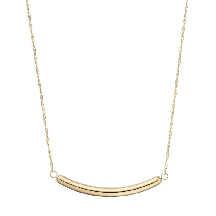 14k Gold Curved Bar Necklace, Women's, Size: 17, Yellow
