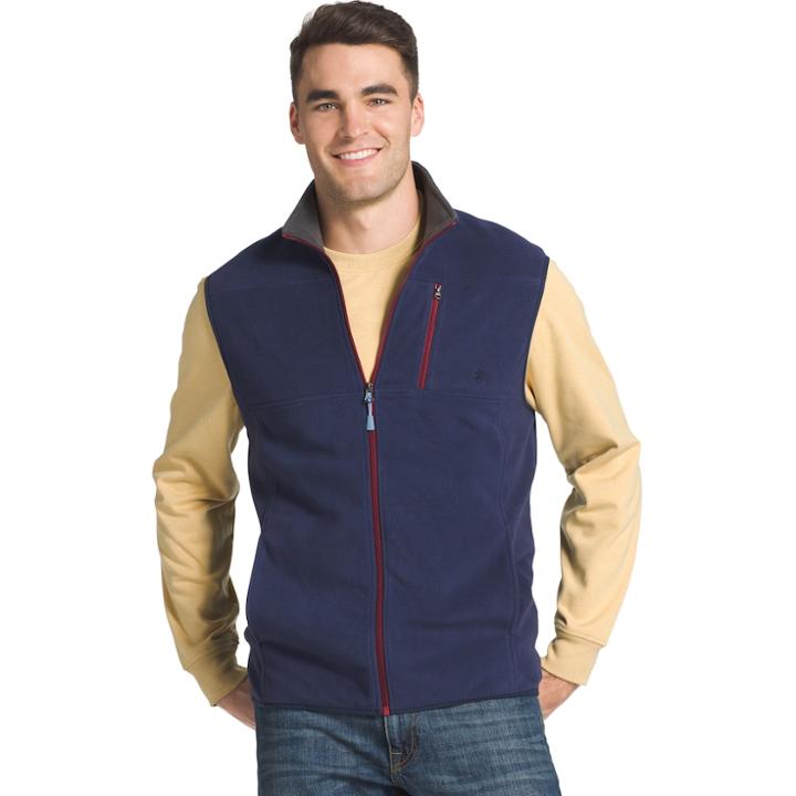 Men's Izod Latitude Regular-fit Stretch Performance Polar Vest, Size: Medium, Dark Blue