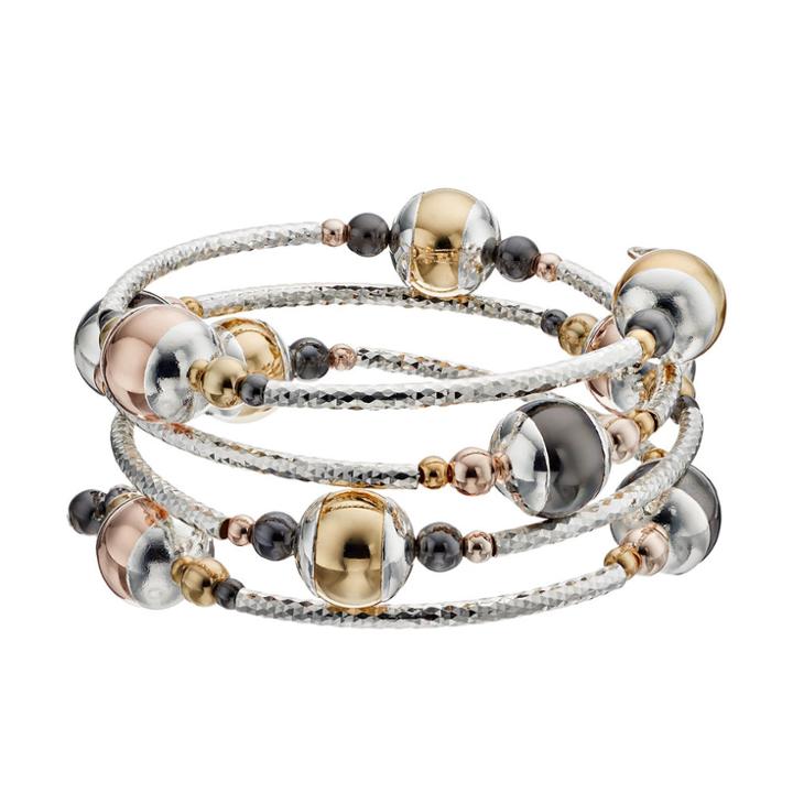 Plus Size Metallic Beaded Coil Bracelet, Women's, Multicolor