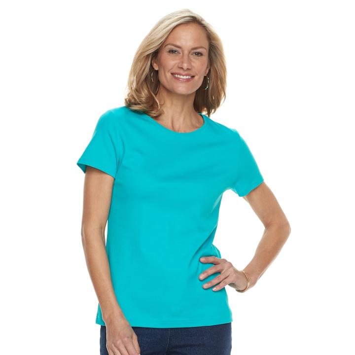 Women's Croft & Barrow&reg; Essential Classic Crewneck Tee, Size: Xs, Dark Blue