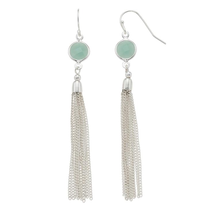 Lc Lauren Conrad Mint Green Nickel Free Tassel Drop Earrings, Women's
