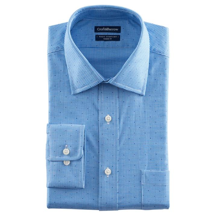 Men's Croft & Barrow&reg; Easy-care True Comfort Classic-fit Oxford Stretch Dress Shirt, Size: 16.5-32/33, White