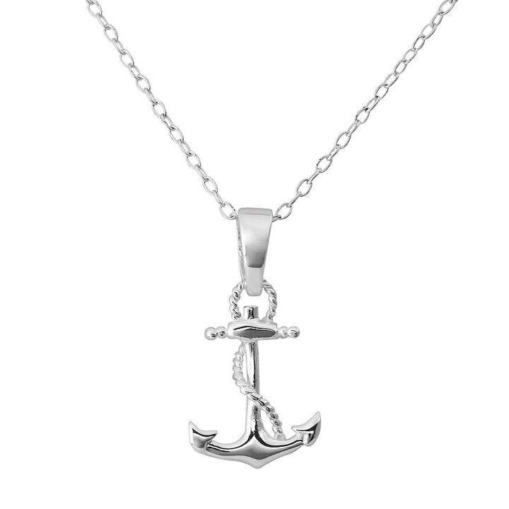 Sterling Silver Anchor Pendant Necklace, Women's, Size: 17, Grey