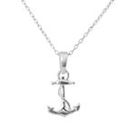 Sterling Silver Anchor Pendant Necklace, Women's, Size: 17, Grey