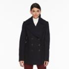 Women's Croft & Barrow&reg; Double-breasted Wool Blend Peacoat, Size: Small, Blue (navy)