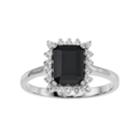 Sterling Silver Onyx & White Topaz Frame Ring, Women's, Size: 8, Black