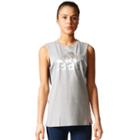 Women's Adidas Badge Of Sport Muscle Graphic Tank, Size: Large, Med Grey