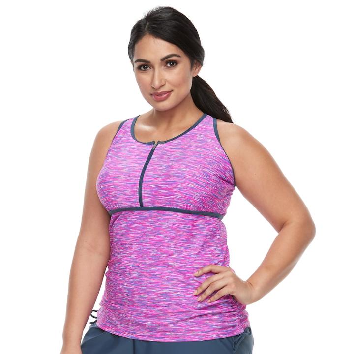 Plus Size Free Country Bust Enhancer Racerback Tankini Top, Women's, Size: 1xl, Med Red