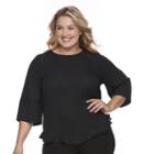 Plus Size Apt. 9&reg; Crochet Ruffle Top, Women's, Size: 4xl, Black