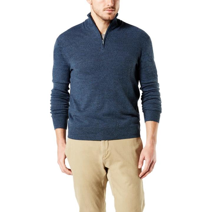 Men's Dockers&reg; Classic-fit Marled Quarter-zip Sweater, Size: Xl, Blue