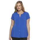 Plus Size Dana Buchman Printed Peplum Shirt, Women's, Size: 1xl, Blue