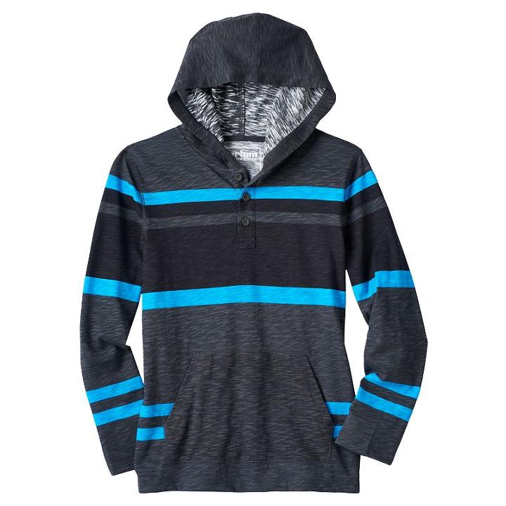 Boys 8-20 Urban Pipeline&reg; Striped Henley Hoodie, Boy's, Size: Xl, Blue (navy)