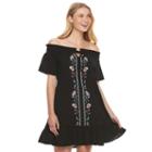 Juniors' Love, Fire Off Shoulder Peasant Dress, Girl's, Size: Medium, Black