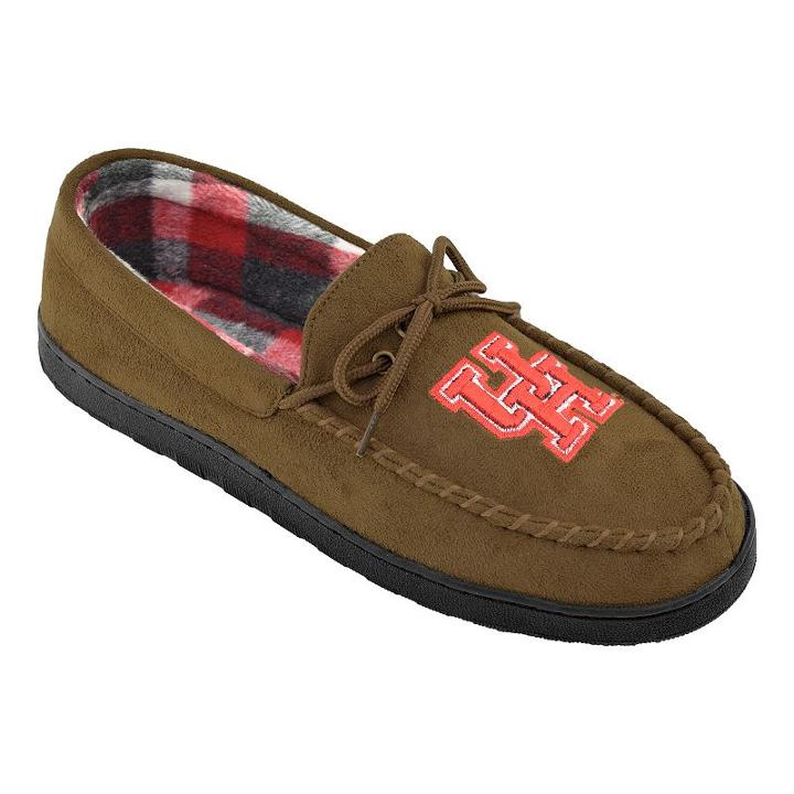 Men's Houston Cougars Microsuede Moccasins, Size: 8, Brown