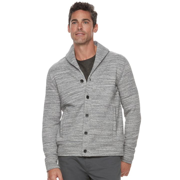 Men's Marc Anthony Slim-fit Shawl-collar Sweater Fleece Jacket, Size: Medium, Lt Beige