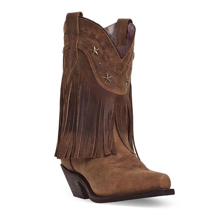 Dingo Hang Low Women's Distressed Fringed Boots, Size: Medium (9.5), Brown