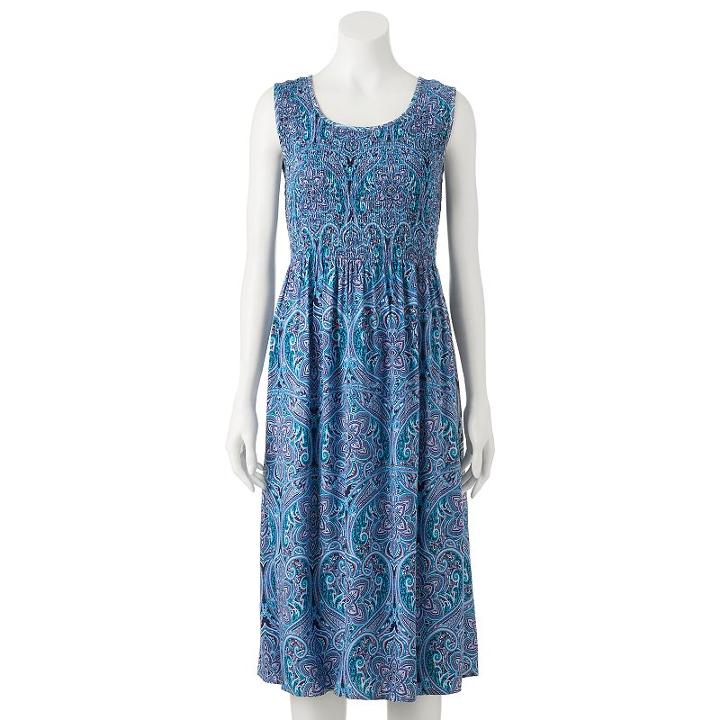 Women's Croft & Barrow&reg; Smocked Challis Dress, Size: Small, Lt Purple