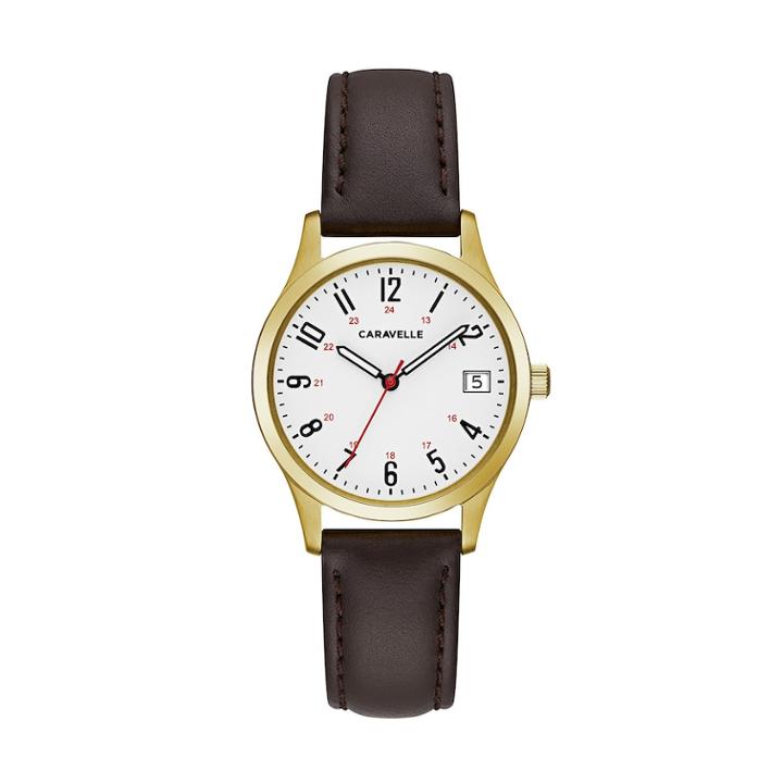 Caravelle Women's Easy Reader Leather Watch - 44m112, Size: Small, Brown