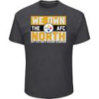 Men's Pittsburgh Steelers 2017 Afc North Division Champions Line Of Scrimmage Tee, Size: Small, Grey (charcoal)