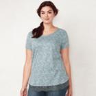 Plus Size Lc Lauren Conrad Lace-trim Top, Women's, Size: 3xl, Blue