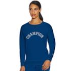 Women's Champion Fleece Long Sleeve Graphic Top, Size: Small, Dark Blue