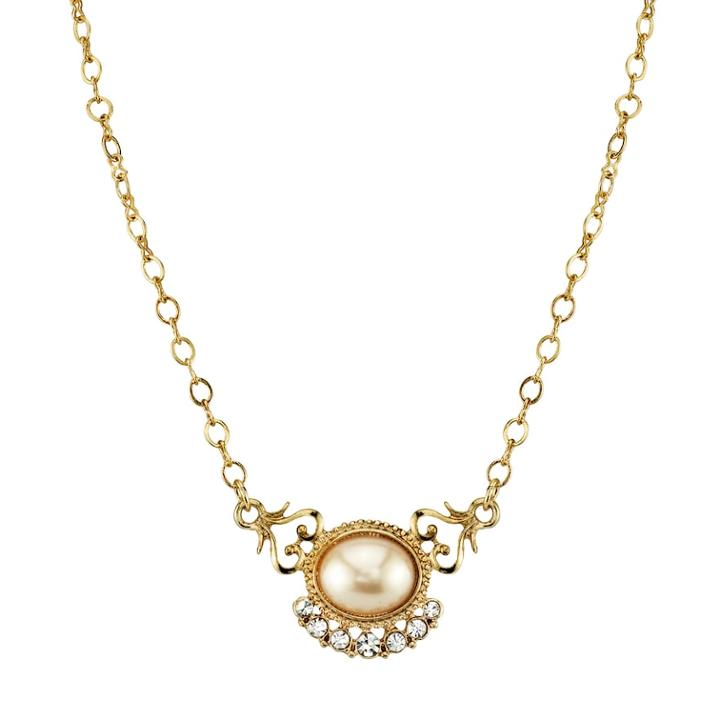 Downtown Abbey Simulated Pearl & Crystal Necklace, Women's, Size: 16, White
