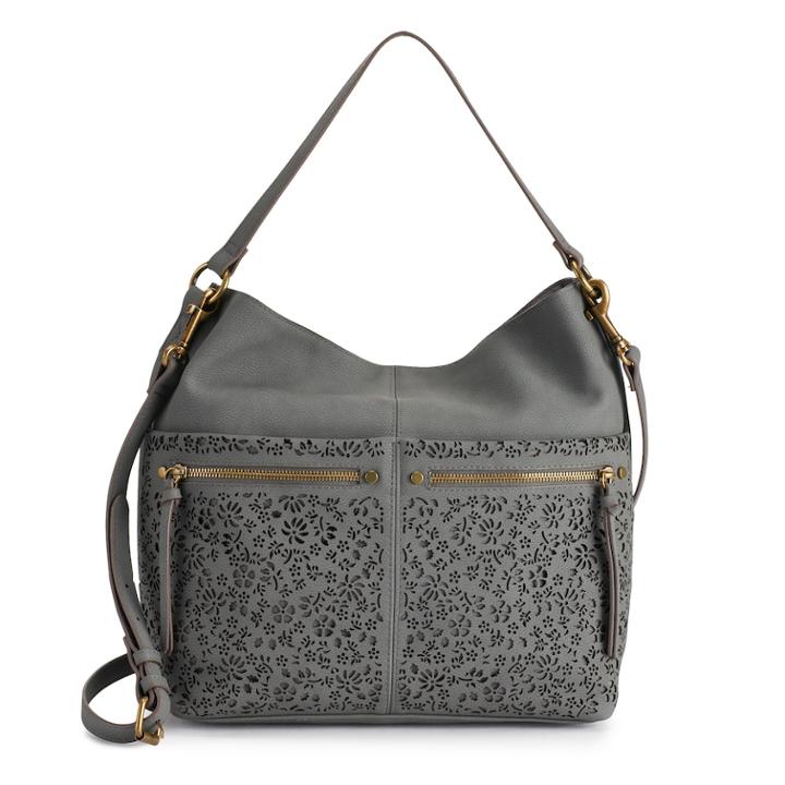 Sonoma Goods For Life&trade; Sondra Floral Perforated Hobo, Women's, Grey