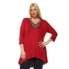 Plus Size White Mark Embellished High-low Tunic, Women's, Size: 1xl, Red Other