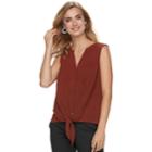 Women's Apt. 9&reg; Mixed-media Knot Front Tank, Size: Medium, Dark Red
