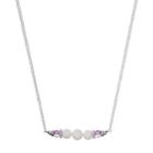Adora Sterling Silver Simulated Opal & Amethyst Bead Necklace, Women's, Size: 18, White