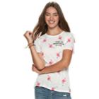Juniors' Flamingo Take Me Somewhere Sunny Tee, Teens, Size: Xl, White