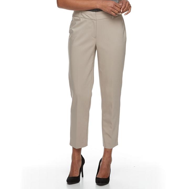 Women's Dana Buchman Faux-pocket Ankle Pants, Size: 8, Dark Brown