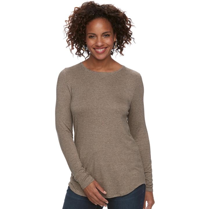 Women's Apt. 9&reg; Essential Crewneck Tee, Size: Small, Dark Beige
