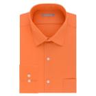 Men's Van Heusen Fitted Athletic Solid Lux Sateen No Iron Spread Collar Dress Shirt, Size: 18.5-34/35, Med Orange