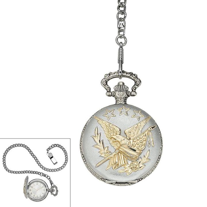 Men's Two Tone Star & Eagle Pocket Watch, Size: Xl, Multicolor