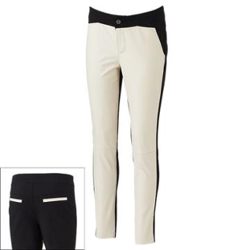 Women's Excelled Colorblock Leather Mixed-media Skinny Pants, Size: Large, White