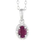 Sterling Silver Ruby & Diamond Accent Oval Halo Pendant, Women's, Size: 18, Red