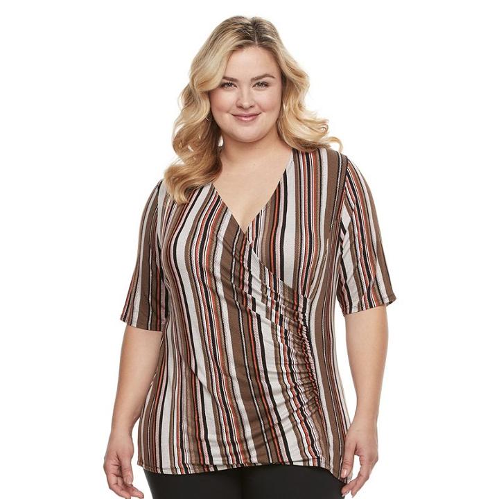 Plus Size Dana Buchman Faux-wrap Top, Women's, Size: 1xl, Black