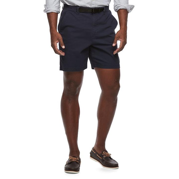 Men's Croft & Barrow&reg; Classic-fit Twill Belted Outdoor Shorts, Size: 38, Blue