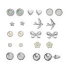 Mudd&reg; Heart, Star, Bird & Bow Stud Earring Set, Women's, Silver