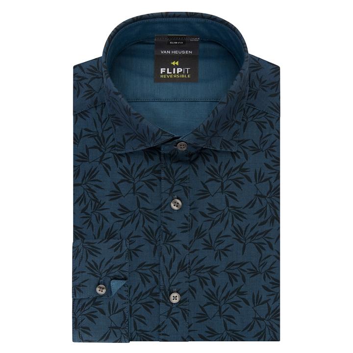 Men's Van Heusen Flip-it Slim Fit Reversible Dress Shirt, Size: L-36/37, Blue
