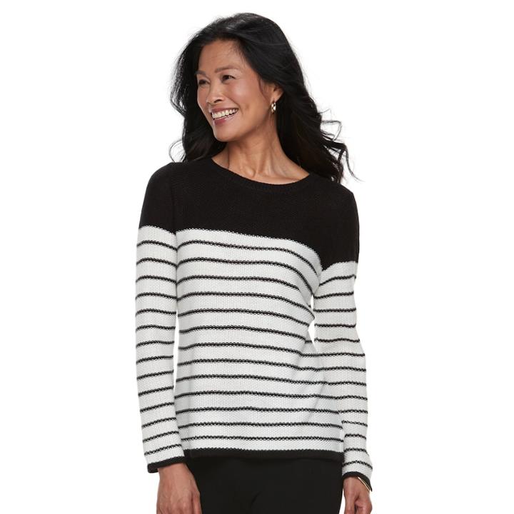Women's Croft & Barrow&reg; Cozy Crewneck Sweater, Size: Xs, Grey (charcoal)